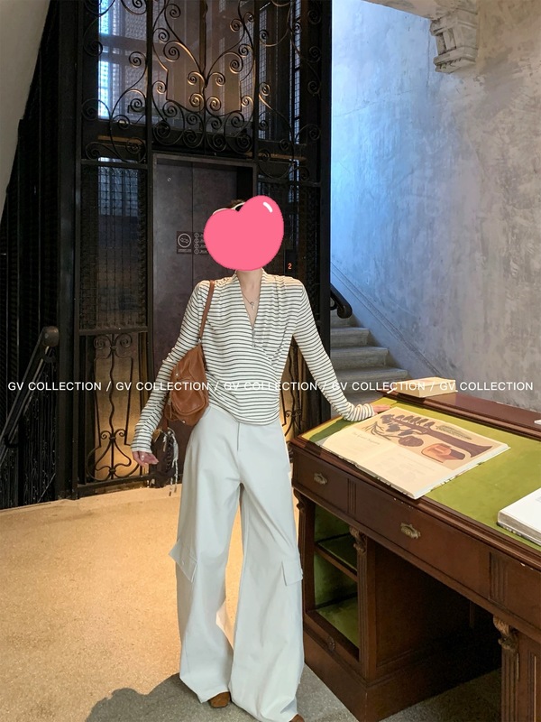 GV大白哥 长期主义 交叉叠领收腰针织衫早秋穿搭上衣慵懒高级长袖|undefined