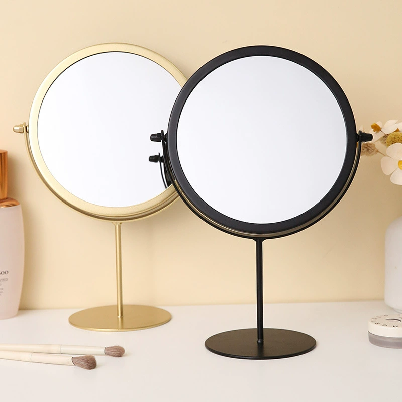 Портативная настольная визажная панель Iron Makeup Make -up Student Dormation Desktop Single Make -up Beauty Makeup Mosque с вращающимся основанием круглая нижняя часть принцесса зеркало