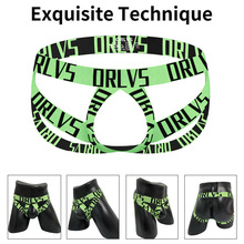 TEMU跨境专供透气涤纶紧身印花情趣低腰丁字裤性感透气同志男DZ13