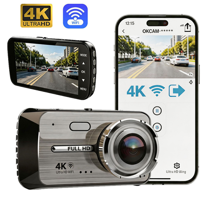 Cross-border high-definition dash cam 4K dual-lens WiFi connected 4inch screen car camera Dash Cam
