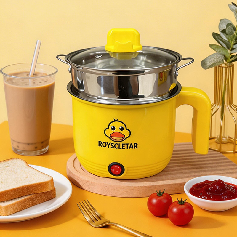 Little Yellow Duck Electric Cooking Pot Stainless Steel Multi-Functional Steamer Pot Small Electric Pot Mini Low-Power Single-Person Electric Heating Gift Pot