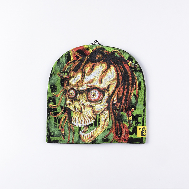 Hellstar Skull Beanie Green