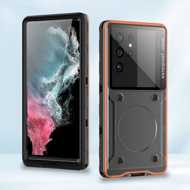 赤唐辛子6.9インチ携帯電話共通防水潜水携帯電話ケース屋外運動簡易転倒防止透明保護カバー|undefined