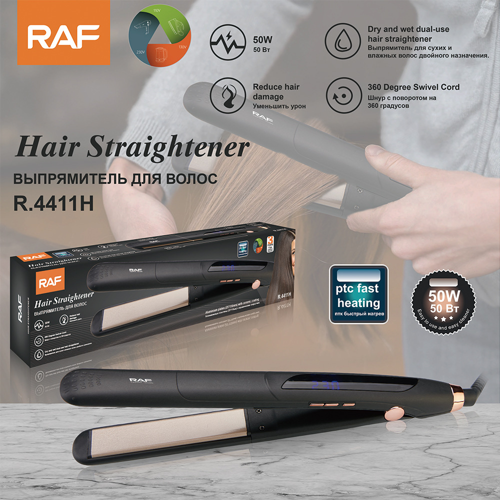 RAF EU Standard Cross-Border Direct Shipment Heating Hair Straightener LCD Portable Iron Home Fluffy Multi-Function_voghion.com
