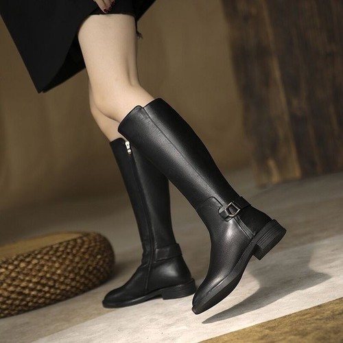Women's 22 Winter Autumn Knee-High Boots with Fleece Martin Boots Over-the-Knee Tall Boots for Petite Feet