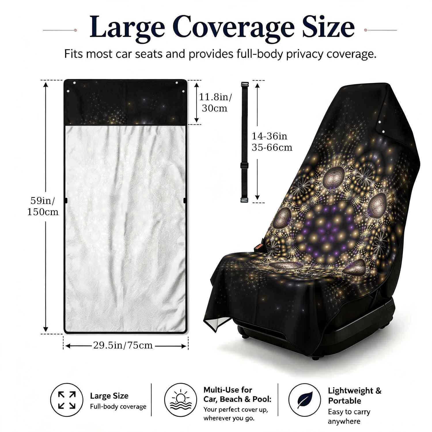 Geometric Bath Towel Car Seat Cover 2-in-1 Microfiber Outdoor Beach Car Dual-Use Universal Seat Cushion