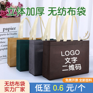 Ready Stock Non-Woven Shopping Bag Customized Laminated Promotional Gift Bundle Bag Non-Woven Handbag Wholesale Log