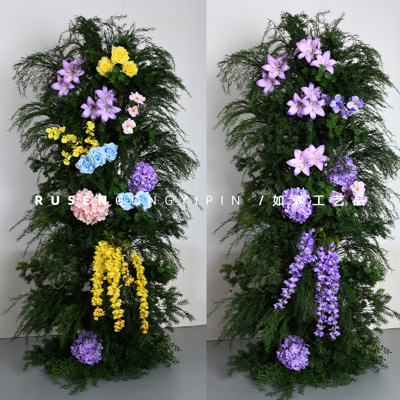 Flores de simulación Jardín de Monet Flor de columnas estilo de flor 100 aniversario compromiso boda decoración del auditorio de bodas