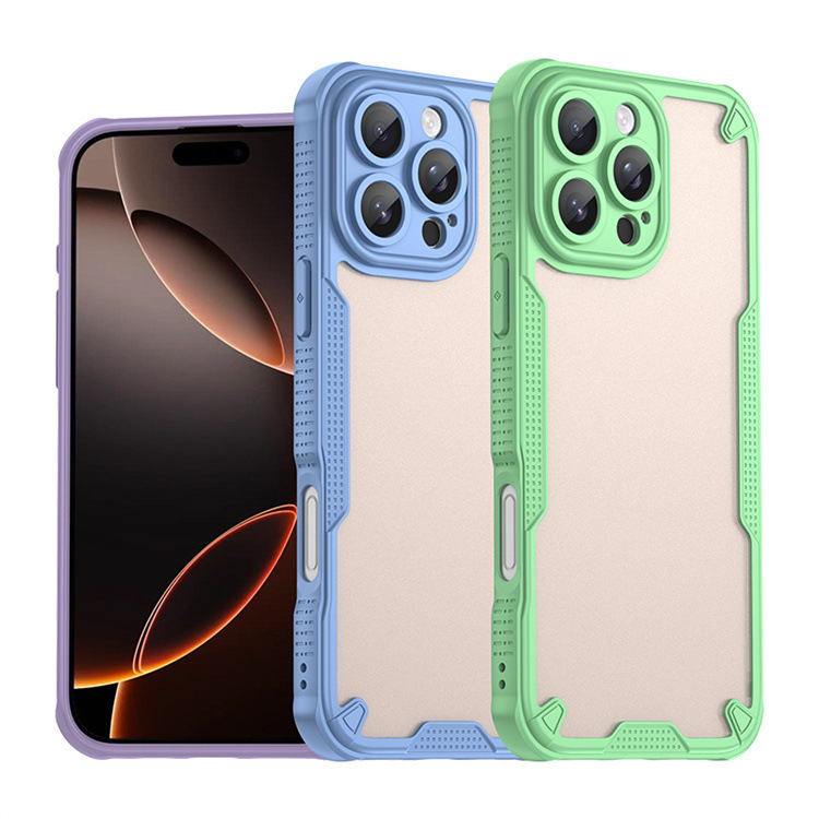 Cross-Border Applicable Apple 17E Anti-Fall Protective Case 17Air Semi-Transparent Simple 17Promax Full-Cover Phone Case