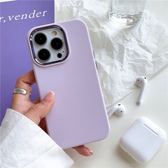 Suitable for iPhone 14 Pro Max Liquid Silicone Phone Case Apple 14 Aluminum Ring Skin Soft Touch Anti-Slip Protective Cover