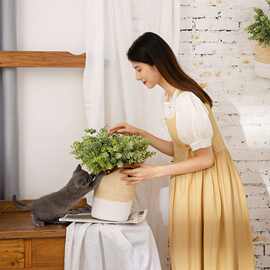 厂家销售 金钱叶植毛尤加利配草仿真花批发假花婚庆装饰GF16296A