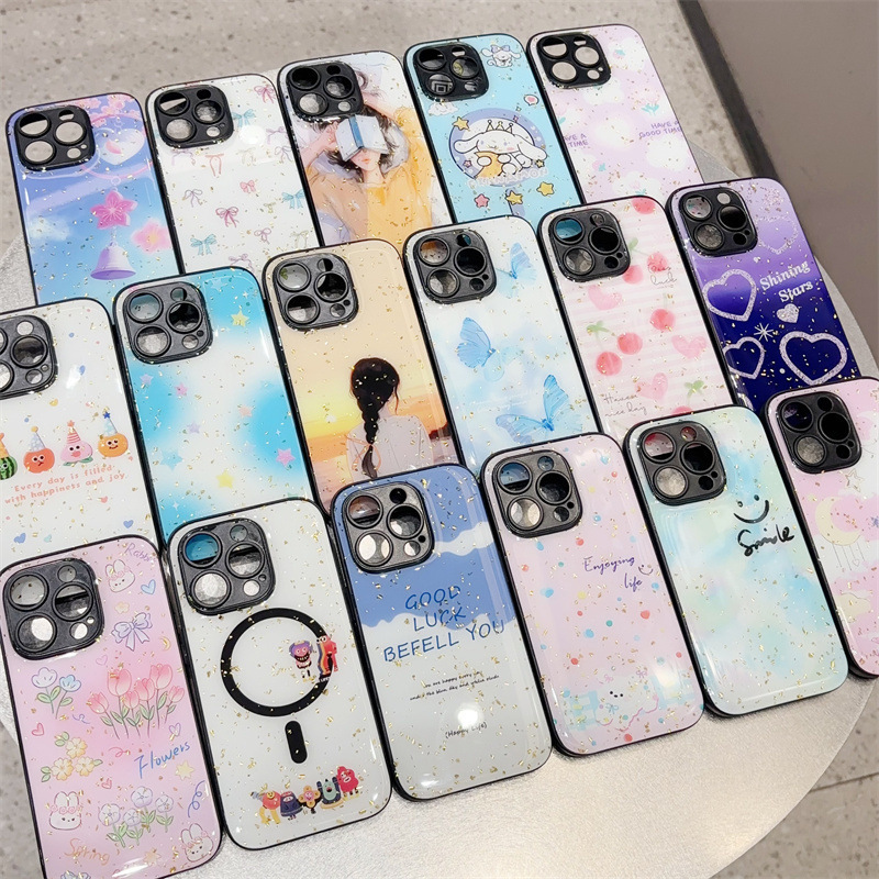 Suitable for Huawei MATE70PRO Drop Glue Phone Case Nova13 Cartoon Gold Foil Glitter Glory 300 Full Cover Case