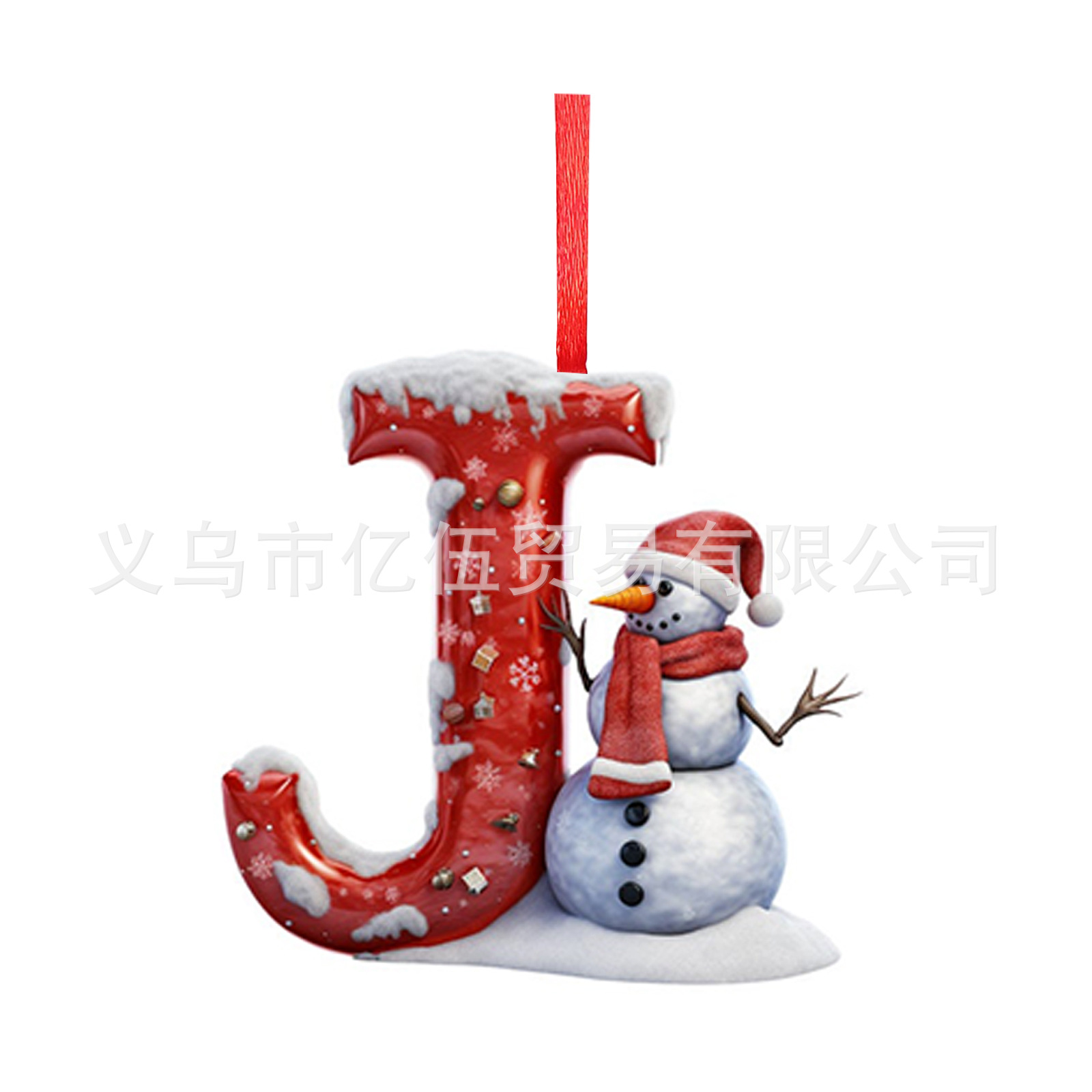 Nuevos productos transfronterizos 26 letras muñeco de nieve bebé colgante de Navidad acrílico plano árbol de Navidad decoración para el hogar colgante image 15