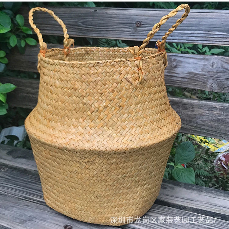 Alga nórdica cesta de flores tejidas maceta pájaro del paraíso Qin Ye Rong tortuga maceta de nuevo Ikea cesta de almacenamiento plegable grande