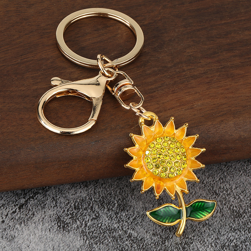 Portachiavi in metallo di alta qualità con strass, ciondolo a forma di girasole, albero, fiore, zaino, all'ingrosso_voghion.com
