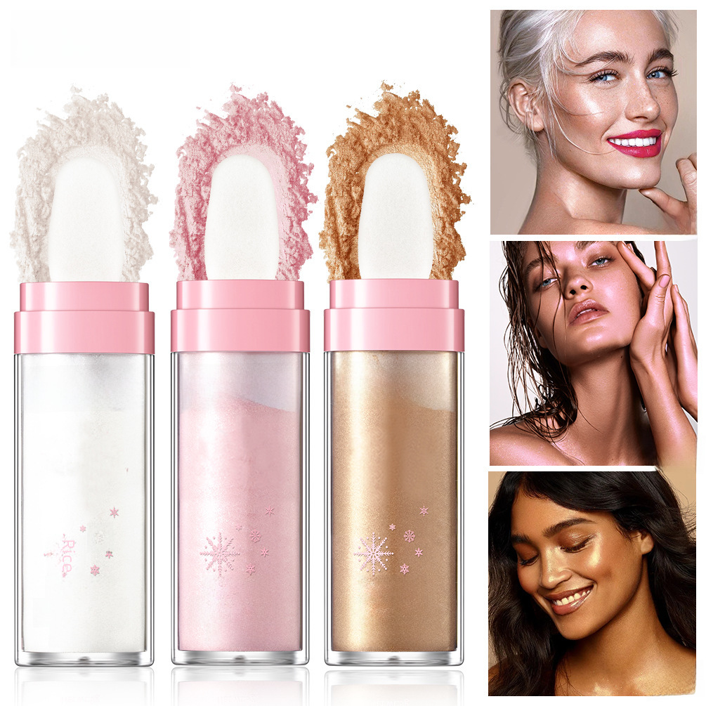 QIBEST highlight racket powder highlight pearlescent shiny fairy powder full body brightening natural three-dimensional loose powder repair powder
