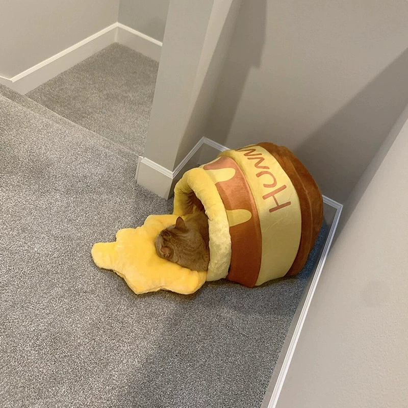 Кошачье гнездо в банке с медом, теплое зимой, закрытое, безопасное и надежное, маленький коврик для котенка, упакованная морозостойкая кошачья кровать, популярная модель