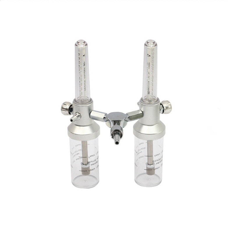 墙式终端氧气吸入器 双管三通氧气流量计 一分二设备带氧气流量计