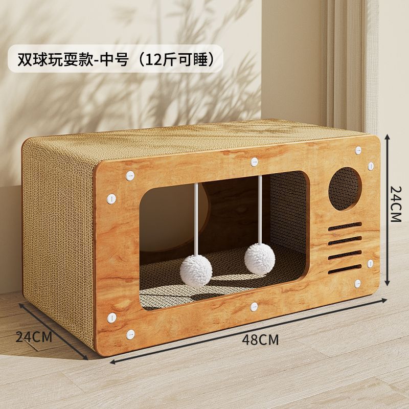 Casa de gato de gato de agarración de placa de gato, casa de gato de papel corrugado universal de doble capa de cuatro estaciones, anti-desgaste, no desecha