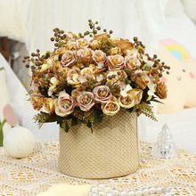 仿真花麦吉尔巴黎玫瑰多头客厅摆件仿真花材绢花手工花装饰花花卉