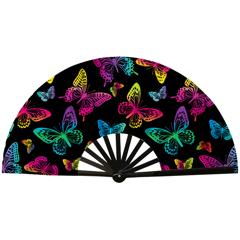 Abanico Plegable de Kung Fu de Plástico, Colorido, para Conciertos y Fiestas
