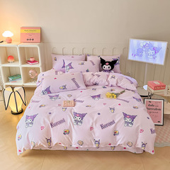 Cross-border Kuroki cotton Taiwan bed bag four-piece set full cotton oblique Sanrio cartoon bed cover sheet set wholesale 