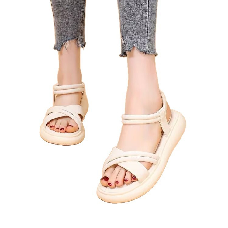 Sandalias de fondo plano para mujeres de verano nuevas vestiduras deportivas con falda casuales zapatos de playa suaves para mujeres embarazadas sandalias romanas