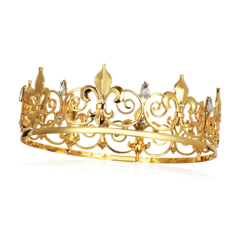 Cross-Border Wedding Party Alloy Large Round Crown King Birthday Party Men's Hair Crown Headband European and American Wedding Supplies