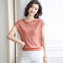 2021夏季韩版女装针织短袖t恤薄款上衣