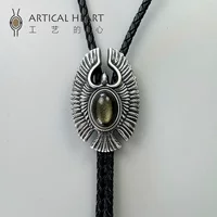 "Орел" натуральный обсидиан орел поло галстук bolo tie индийский стиль украшения с серебряным покрытием