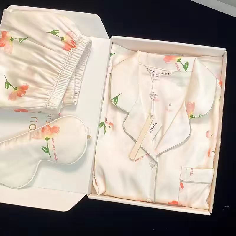 新しいパジャマの女性の夏の氷の薄い半袖ins風の高級感は女性の部屋の服のスーツを着ることができます。|undefined