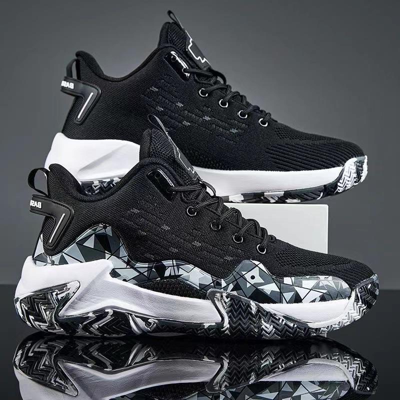 Men's 2024 new thick-soled basketball shoes fly woven mesh breathable sneaker manufacturers wholesale outdoor casual running shoes Men's 2024 new thick-soled basketball shoes fly woven mesh breathable sneaker manufacturers wholesale outdoor casual running shoes