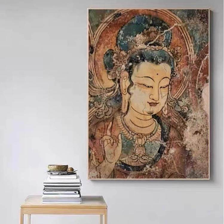 敦煌菩萨画像书房茶艺馆茶室挂画新中式禅意装饰画莫高窟佛像壁画
