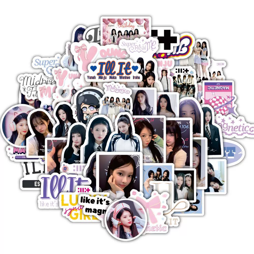 60 наклеек для KPOP Korean girl group ILLIT Ли Вон-хи, Лу Юн-о, творческий звездный периферийный материал наклейки