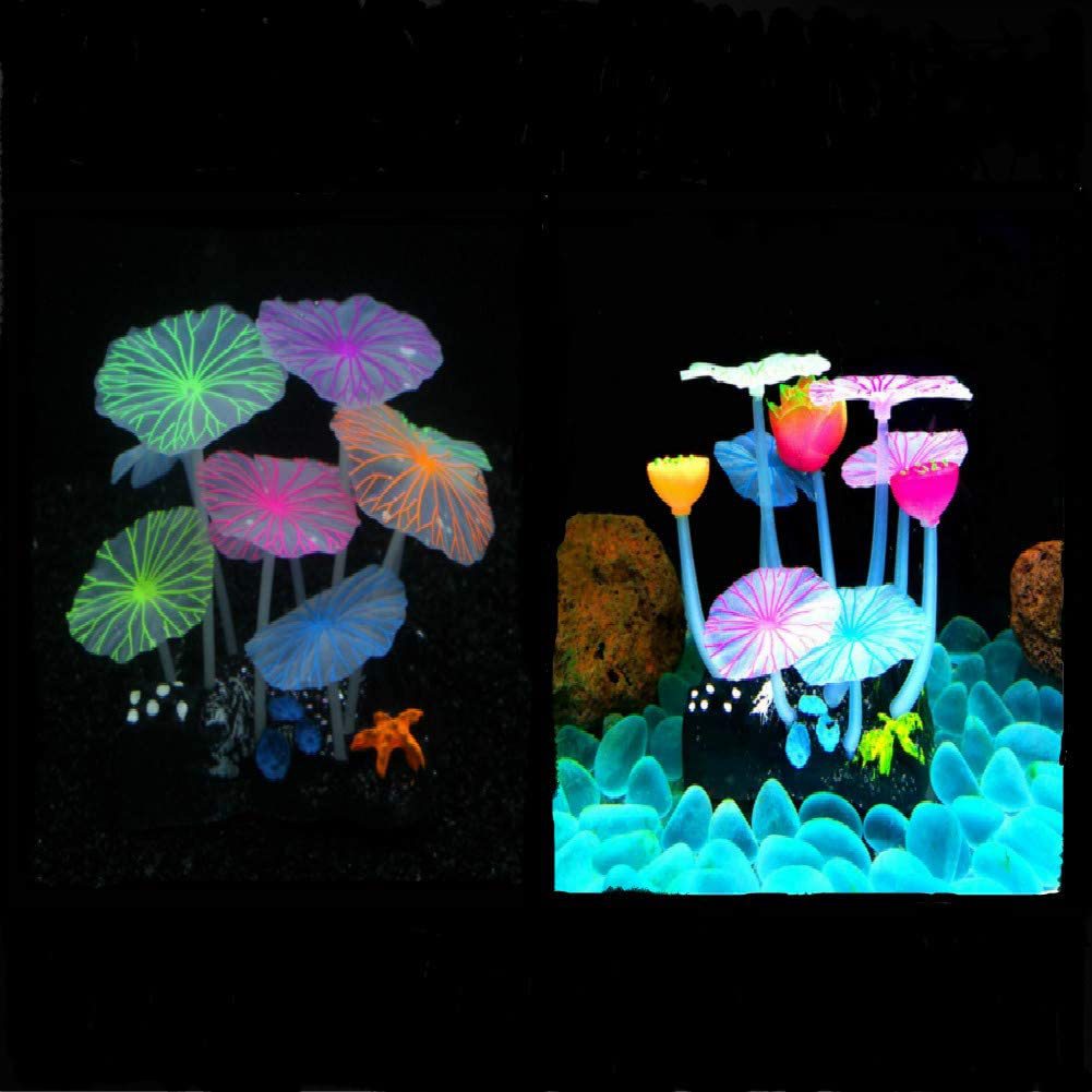 Acuario decoración coral suave silicona coral brillante setas brillante coral decoración tanque de peces decoración 4-pieza conjunto