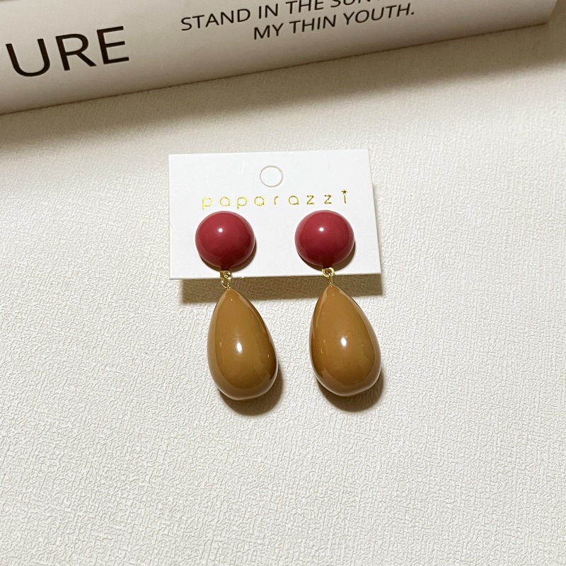 Stoving Varnish Design 1 Pair Casual Simple Style Round Water Droplets Stoving Varnish Resin Drop Earrings