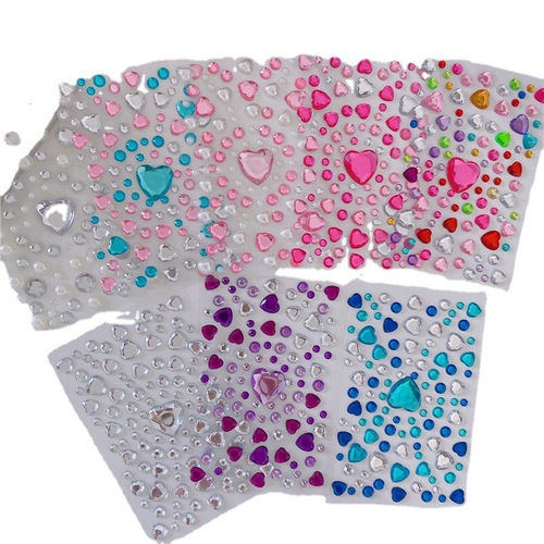 Large love diamond sticker ins3D Korean diamond decoration handbook face sticker children girl crystal diamond
