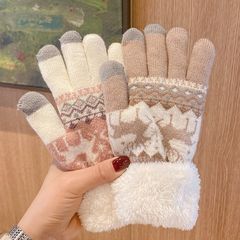 手袋女性冬女子学生ins自転車かわいい韓国版ベルベット厚いタッチパネル防寒冬保温手袋