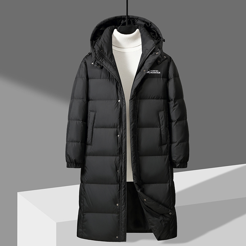 Winter hooded white duck for men, mid to long trendy couple warm and cold resistant down jacket_voghion.com