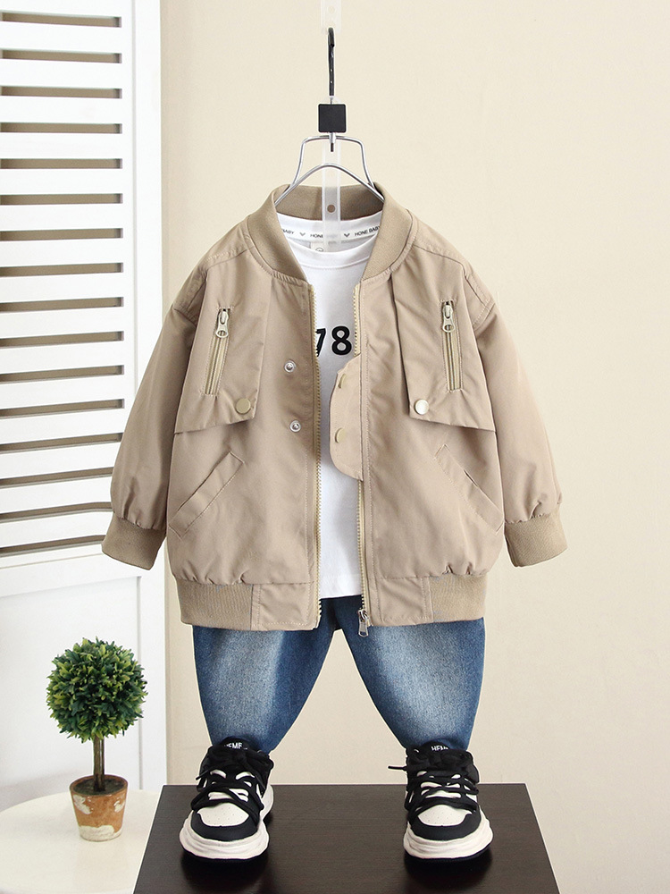 6063 Chaqueta de otoño para niños 2024 Nuevo estilo fresco y guapo Camisa de moda de primavera y otoño para niños Traje de béisbol para bebés
