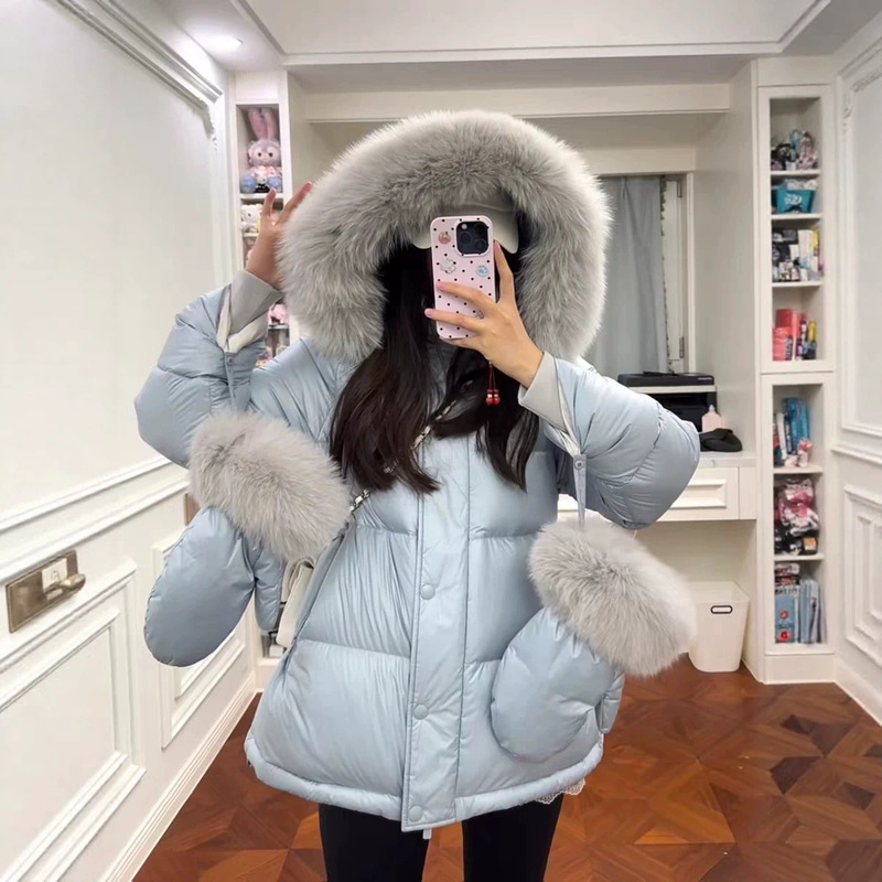 Shenyu Lusi New Winter Down Jacket for Women, Mid-Length, 90% White Duck Down, Fox Fur Hooded Puffer Coat Shenyu Lusi New Winter Down Jacket for Women, Mid-Length, 90% White Duck Down, Fox Fur Hooded Puffer Coat