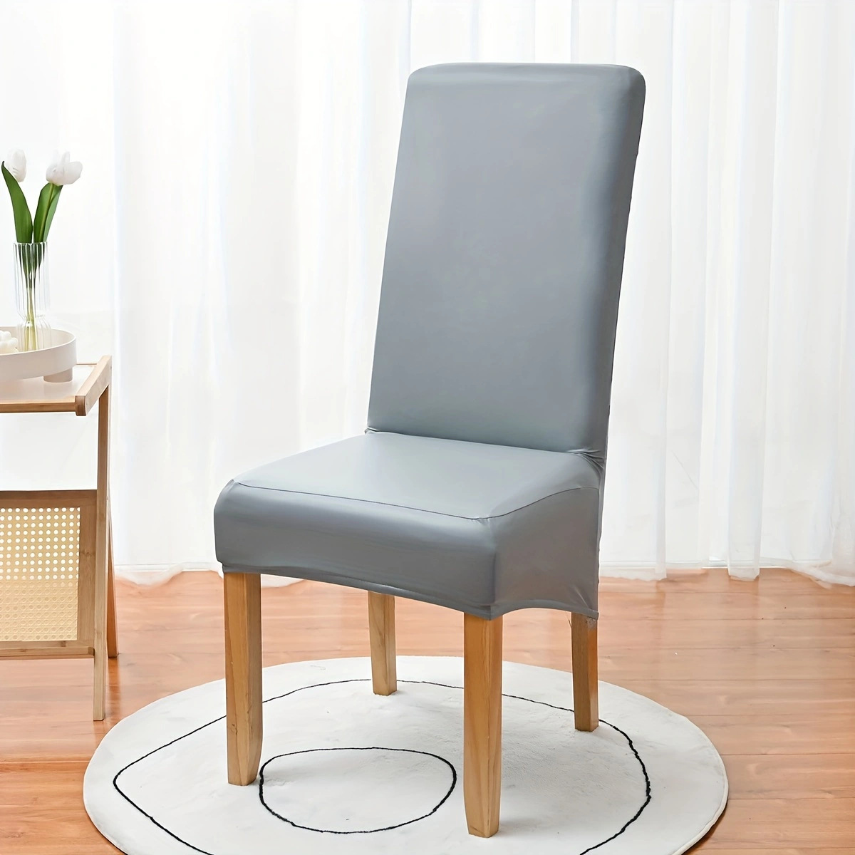 Amazon elástico transfronterizo PU impermeable cubierta de silla de respaldo alto cubierta general de color sólido grueso cubierta de silla de comedor de hotel familiar