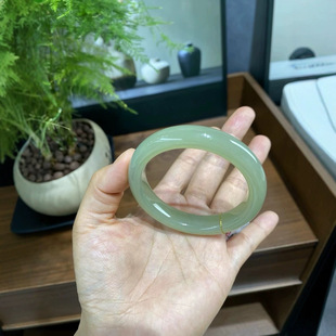 Jin Yutang Xinjiang Hotan Jade Light Tea Clear Color Refreshing Jelly Meat Material Clean Overall Quality Good Circle 56