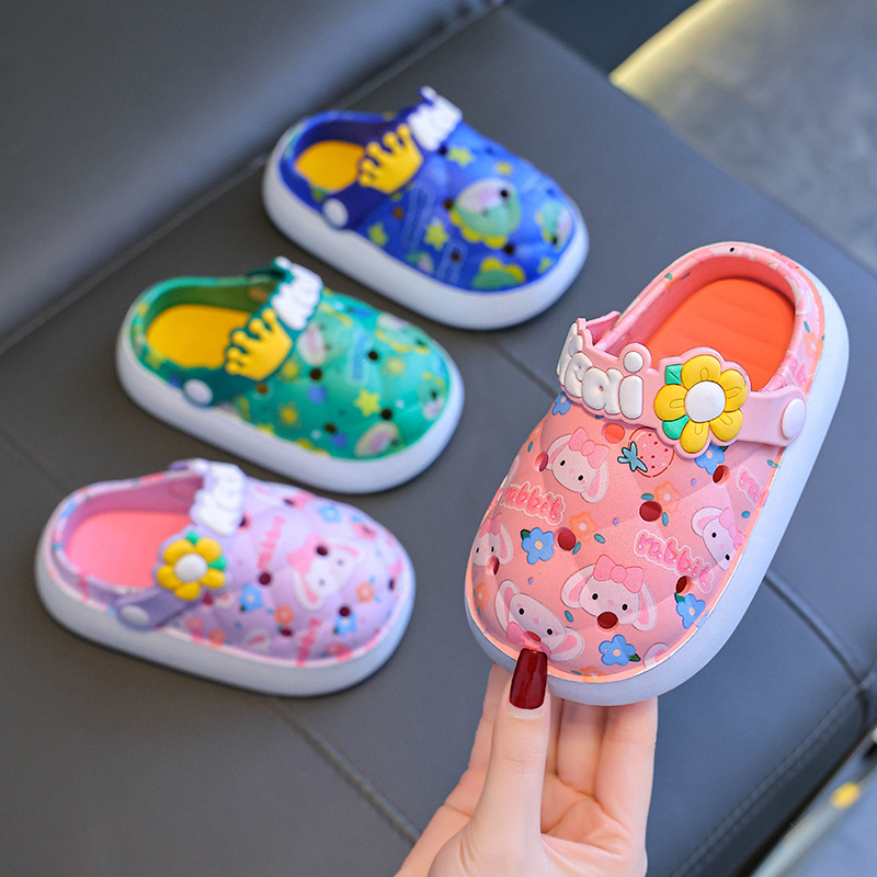 Vasaras sandales, čības, vīriešu un sieviešu apavi ar caurumiem, iekštelpu neslīdošas mīkstas zoles, bērnu priekšādiņas čības_voghion.com