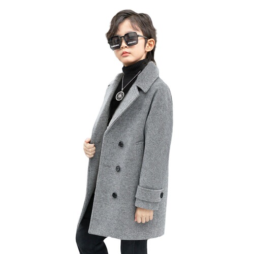 Children's Wool Coat Autumn/Winter Style Stylish Warm Medium-Length Korean Version Cool & Versatile Windbreaker Children's Wool Outerwear