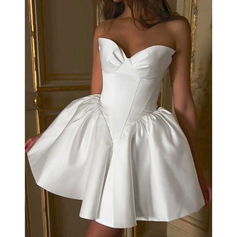 2025 cross-border Europe and the United States new waist dress skirt sexy temperament A- style off-shoulder strapless skirt dress women