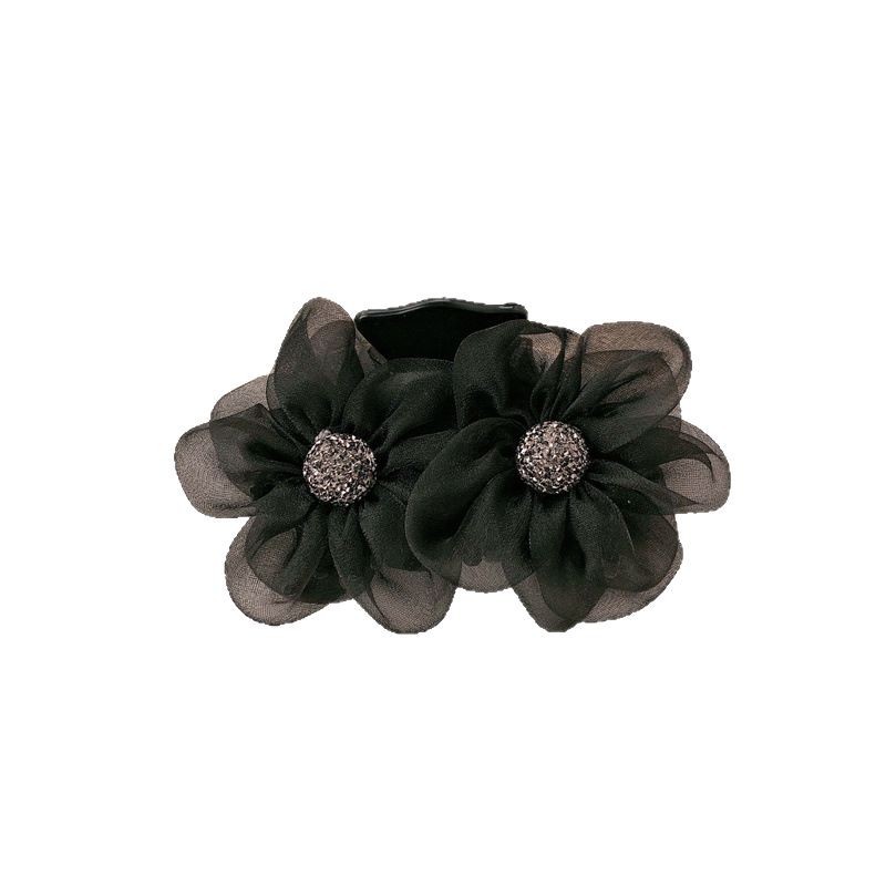 Pinza de flores de diamantes de imitación de hilo de red 2025 nueva pinza de pelo de cola de caballo de alta calidad para mujer