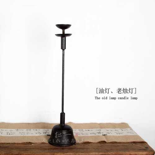 Retro Cast Iron Old Candelabra Chinese Zen Tea Ceremony Lamp Tea Room Homestay Decor Chibi Style Floor Lamp Candlestick