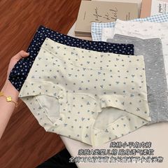 内裤女生纯棉中腰碎花2025新款10A抗菌全棉 裆大码亲肤女士平角裤