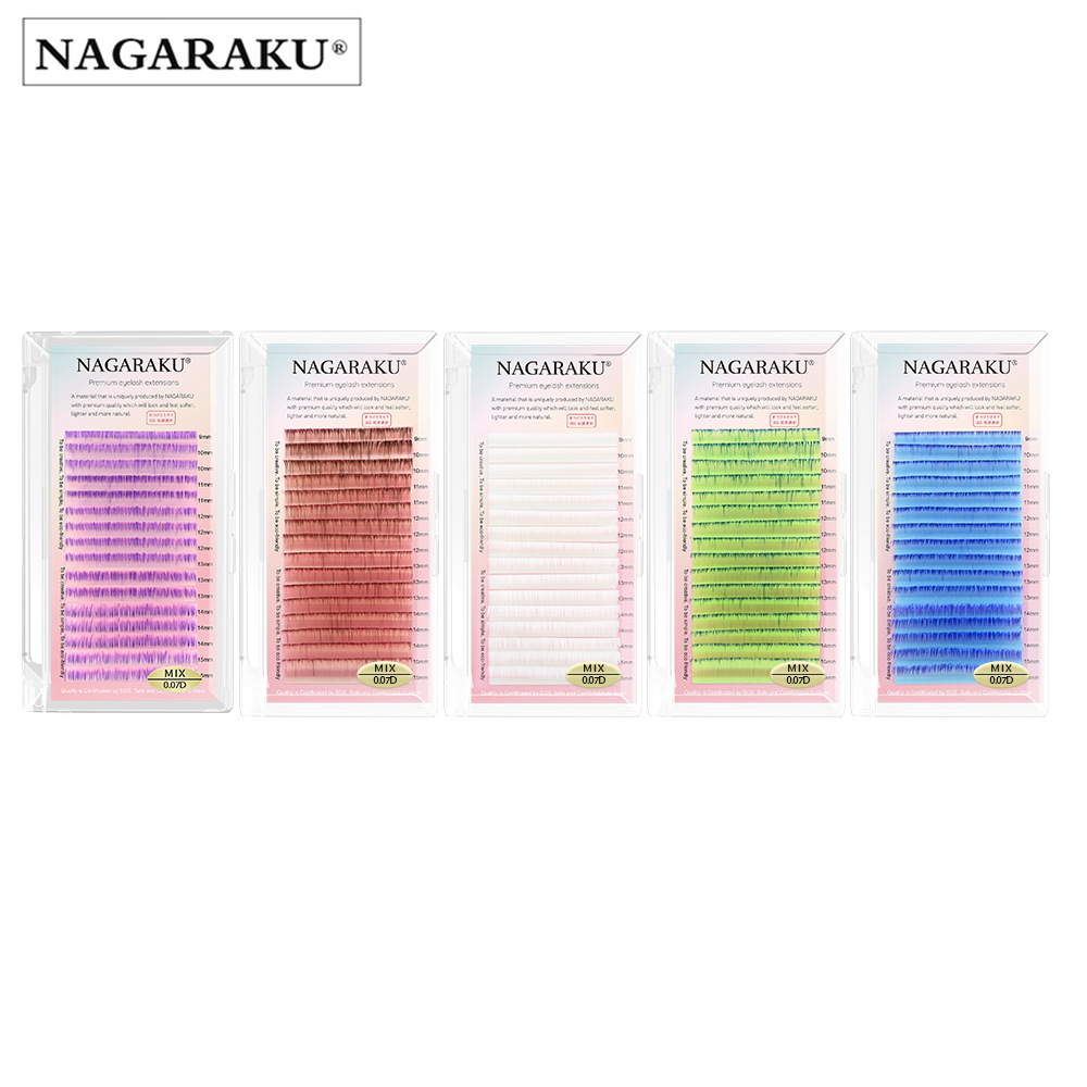 NAGARAKU gradiente de color automático injerto floración pestañas fluorescente verde rosa púrpura azul blanco un segundo floración magnética